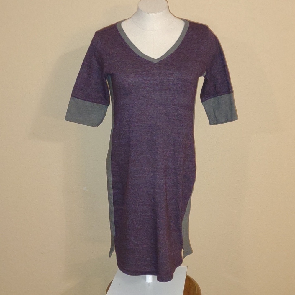 PrAna Plum and Gray Knit Short Sleeve Dress Size XS